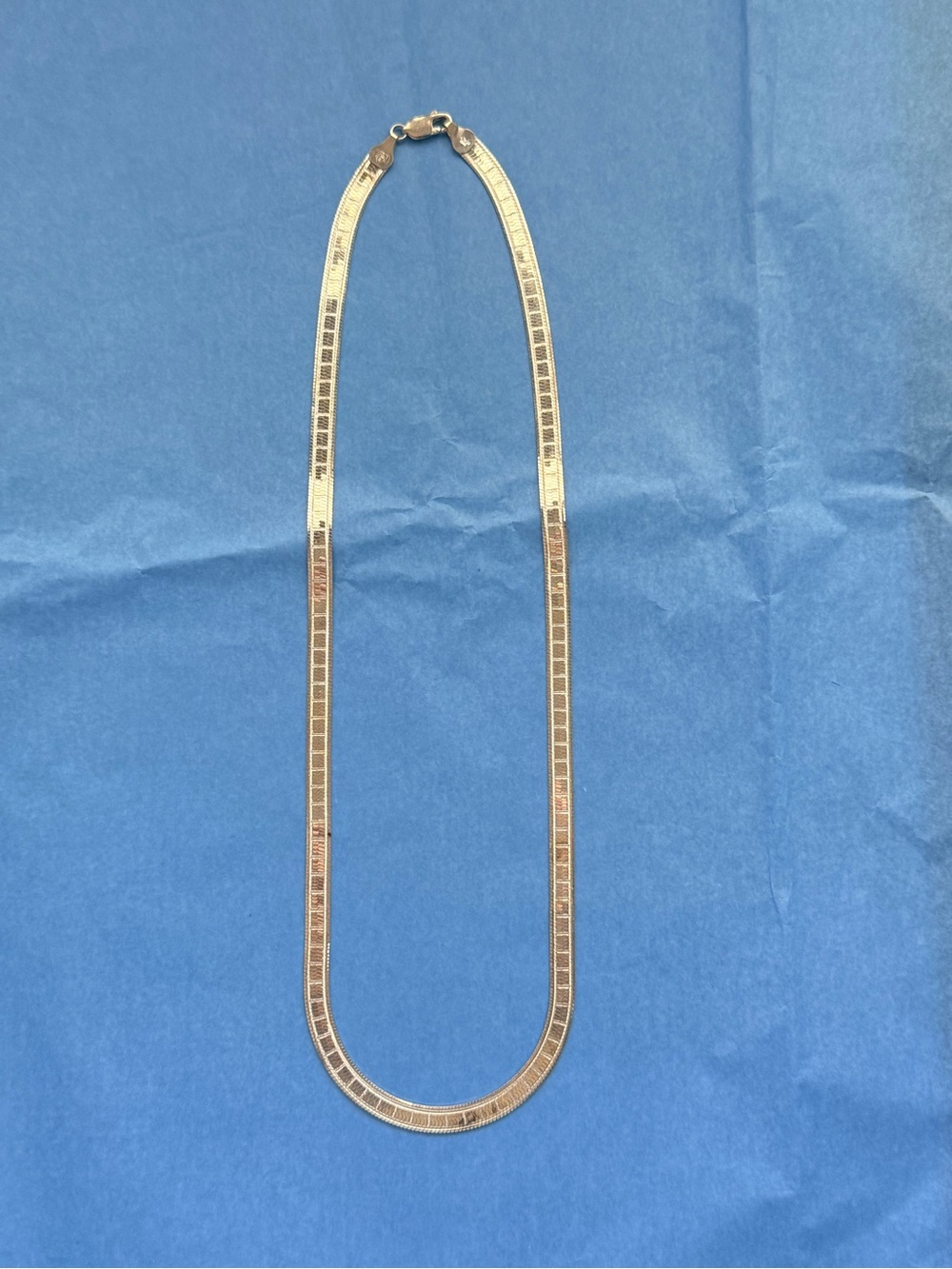 Solid .925 Sterling Silver Herringbone Chain Necklace made in Italy.